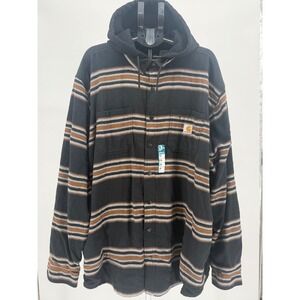 Carhartt Mens 3XL Tall Rugged Flex Relaxed Fit Flannel Fleece Lined Hooded Shirt